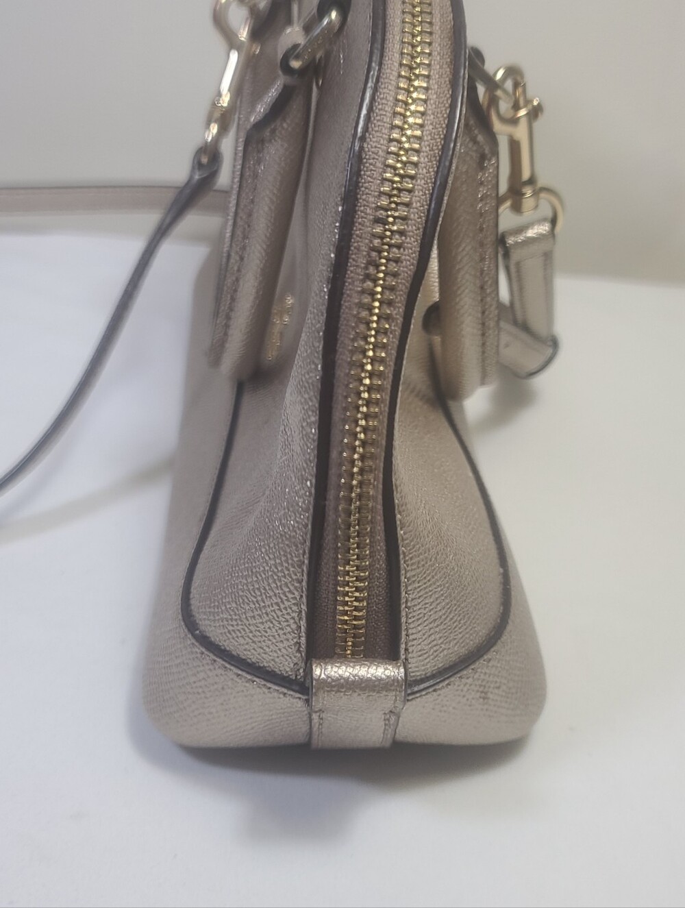 Coach Platinum Gold Sierra Satchel Metallic Leather Handbag Purse F22315 - Picture 4 of 16
